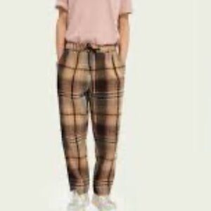 Scotch & soda fave checked tapered pants brown and black plaid wool Size S